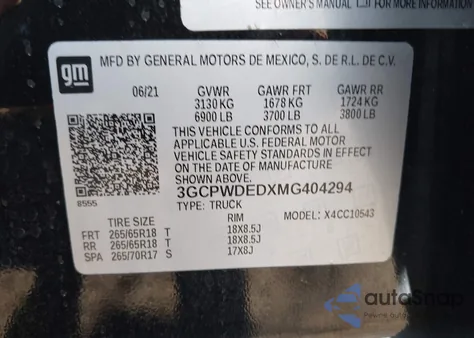 2021 Chevrolet Silverado 1500 2Wd Short Bed Rst z USA, uszkodzony, nr VIN 3GCPWDEDXMG404294